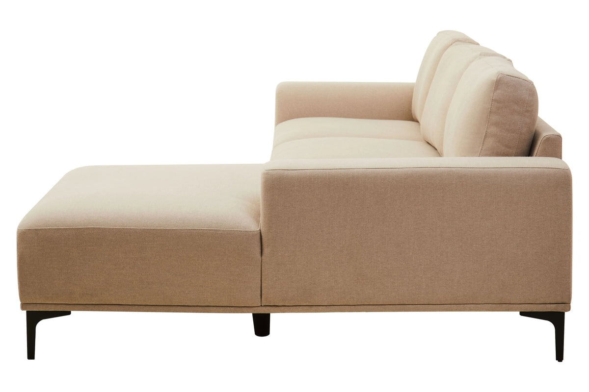Cassis Natural Fabric 3 Seat Right Chaise Sofa