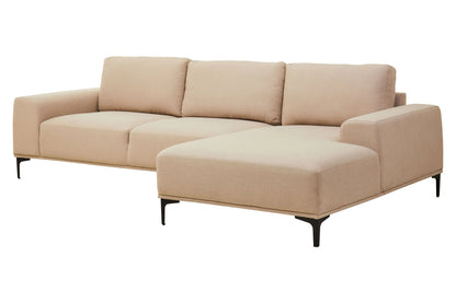 Cassis Natural Fabric 3 Seat Right Chaise Sofa