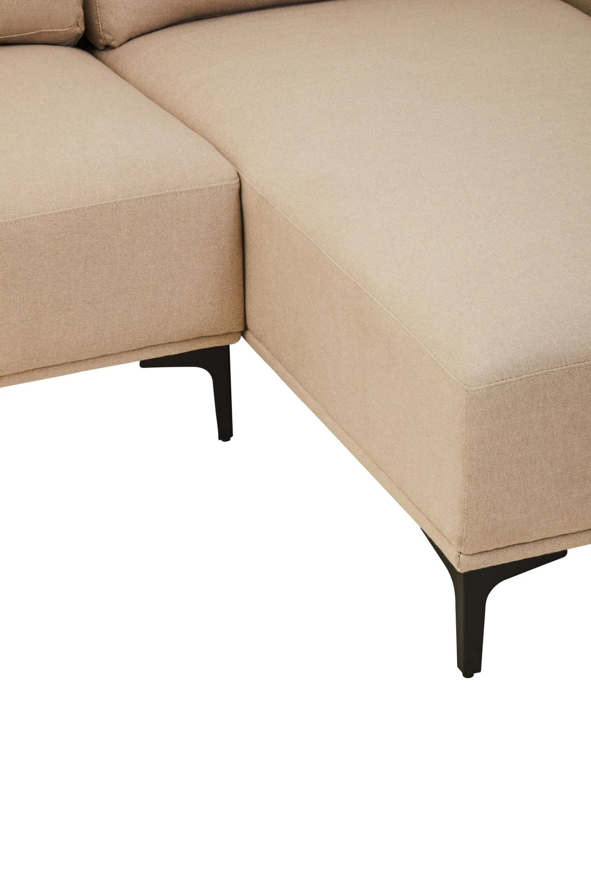 Cassis Natural Fabric 3 Seat Right Chaise Sofa
