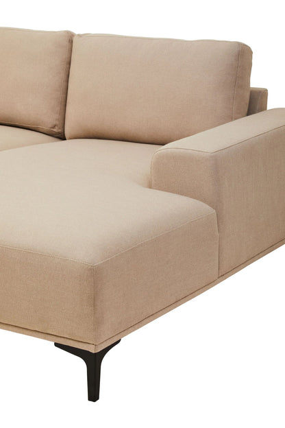 Cassis Natural Fabric 3 Seat Right Chaise Sofa