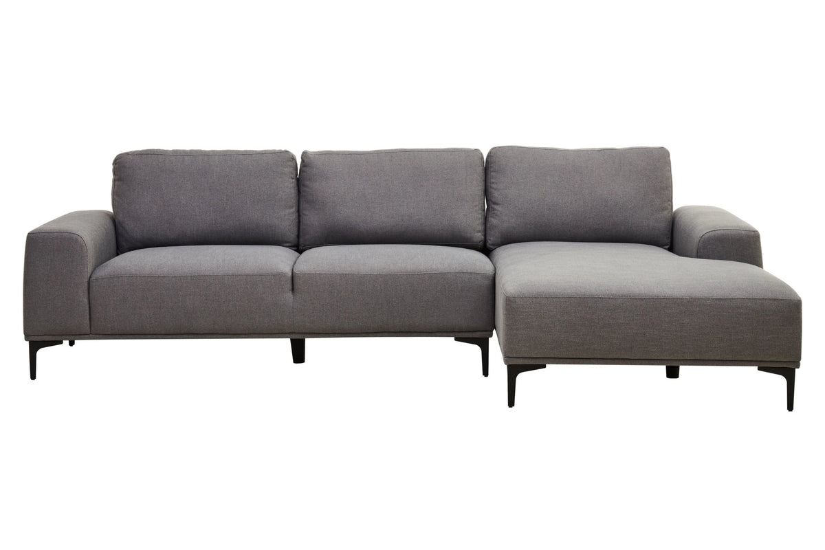 Cassis Grey Fabric 3 Seat Right Chaise Sofa