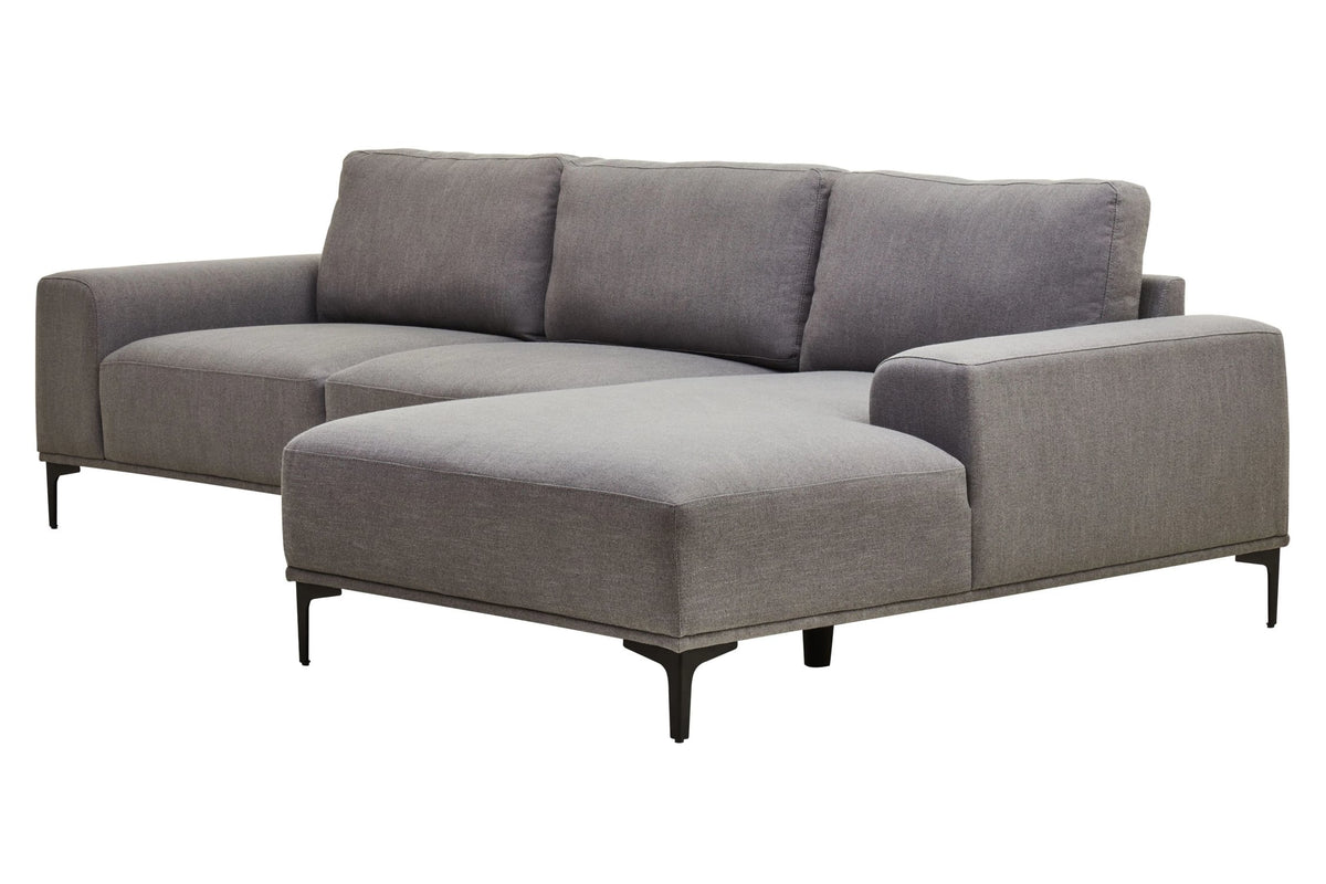 Cassis Grey Fabric 3 Seat Right Chaise Sofa