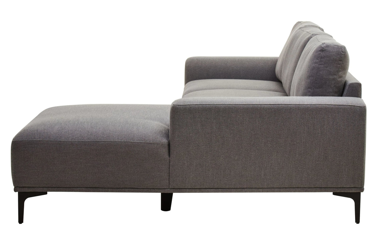 Cassis Grey Fabric 3 Seat Right Chaise Sofa