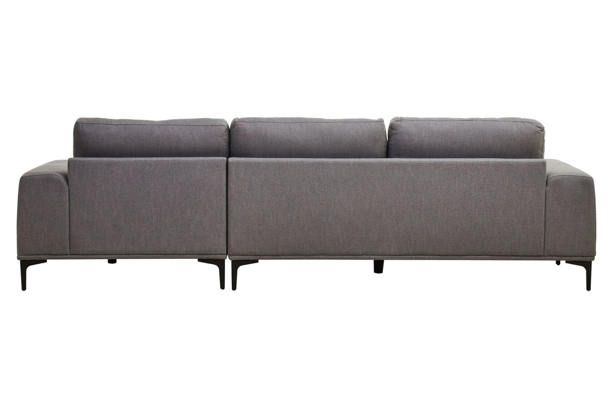 Cassis Grey Fabric 3 Seat Right Chaise Sofa