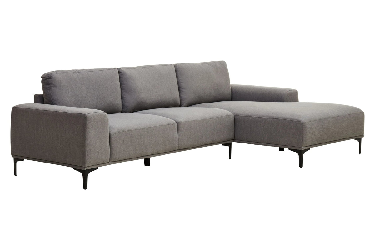 Cassis Grey Fabric 3 Seat Right Chaise Sofa