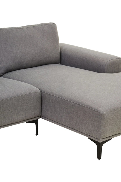 Cassis Grey Fabric 3 Seat Right Chaise Sofa