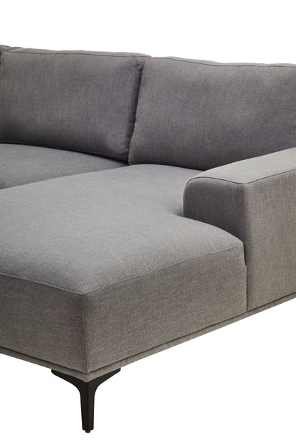 Cassis Grey Fabric 3 Seat Right Chaise Sofa