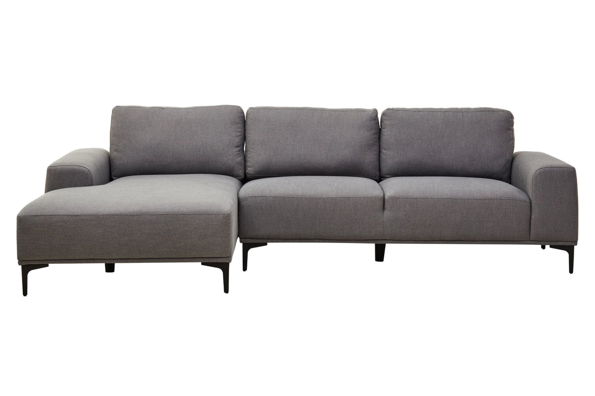 Cassis Grey Fabric 3 Seat Left Chaise Sofa
