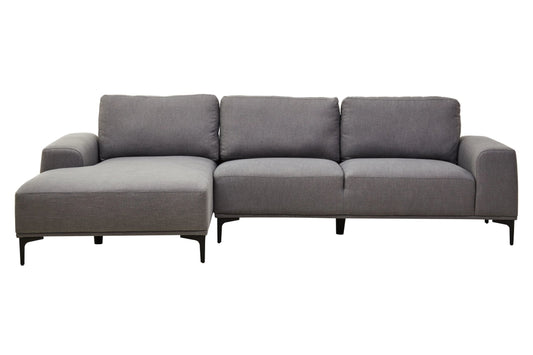 Cassis Grey Fabric 3 Seat Left Chaise Sofa