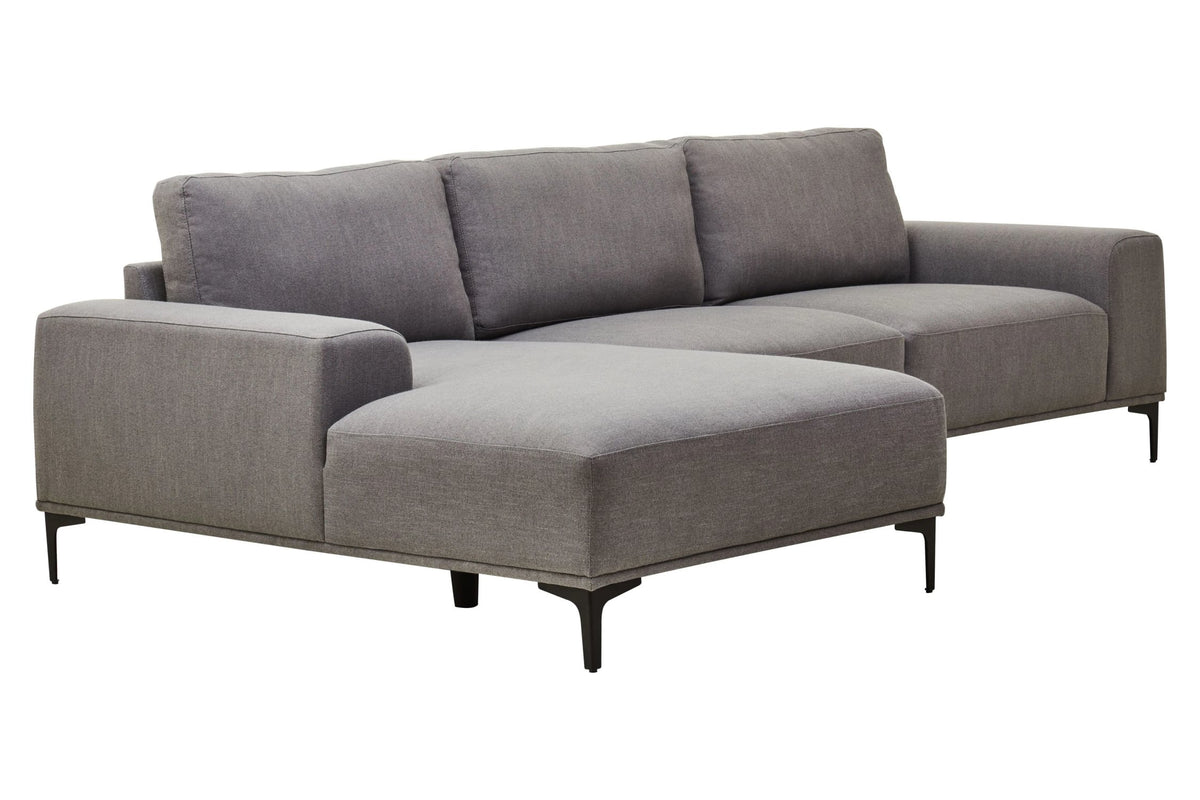 Cassis Grey Fabric 3 Seat Left Chaise Sofa