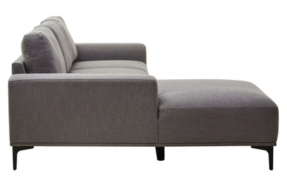 Cassis Grey Fabric 3 Seat Left Chaise Sofa