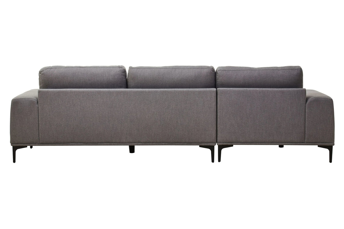 Cassis Grey Fabric 3 Seat Left Chaise Sofa
