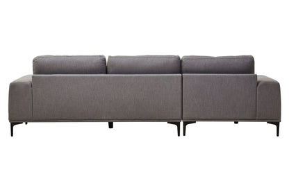 Cassis Grey Fabric 3 Seat Left Chaise Sofa