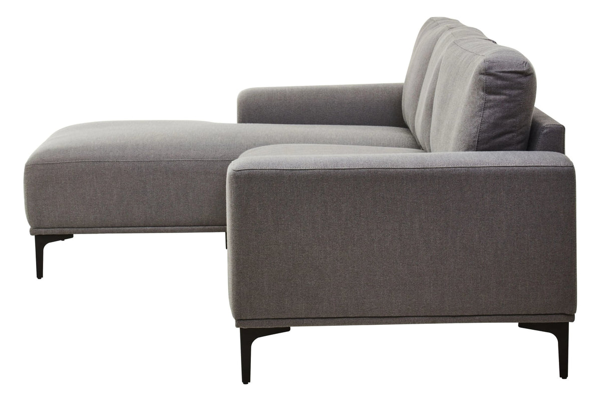Cassis Grey Fabric 3 Seat Left Chaise Sofa