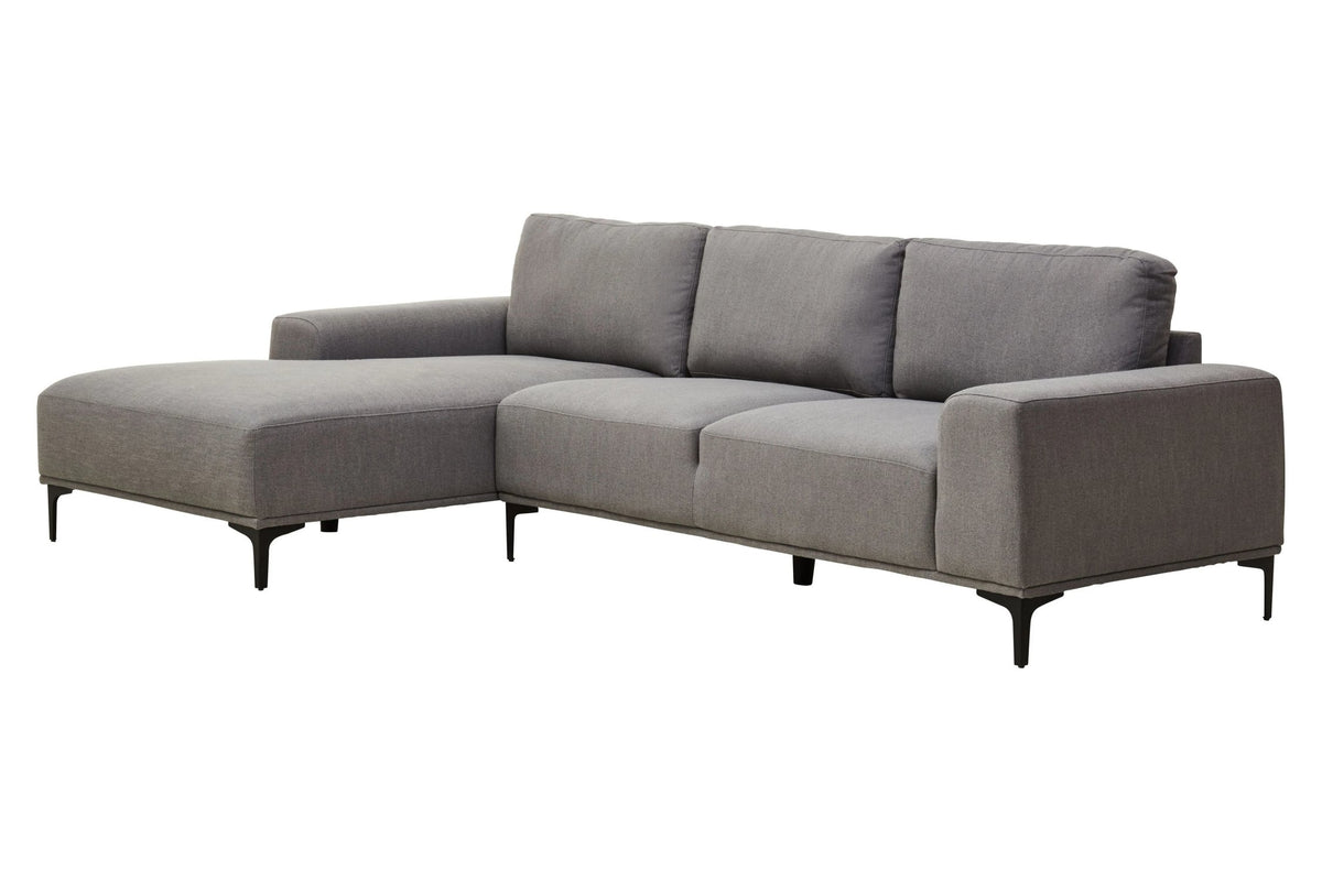 Cassis Grey Fabric 3 Seat Left Chaise Sofa