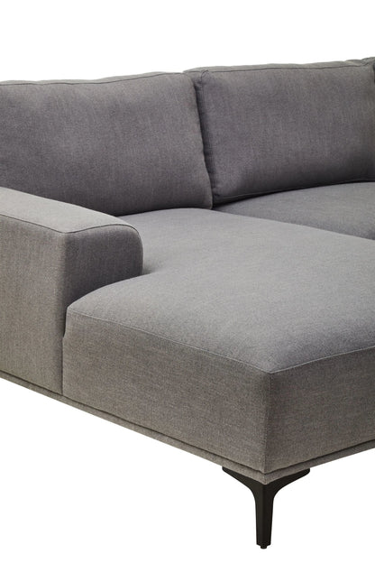 Cassis Grey Fabric 3 Seat Left Chaise Sofa