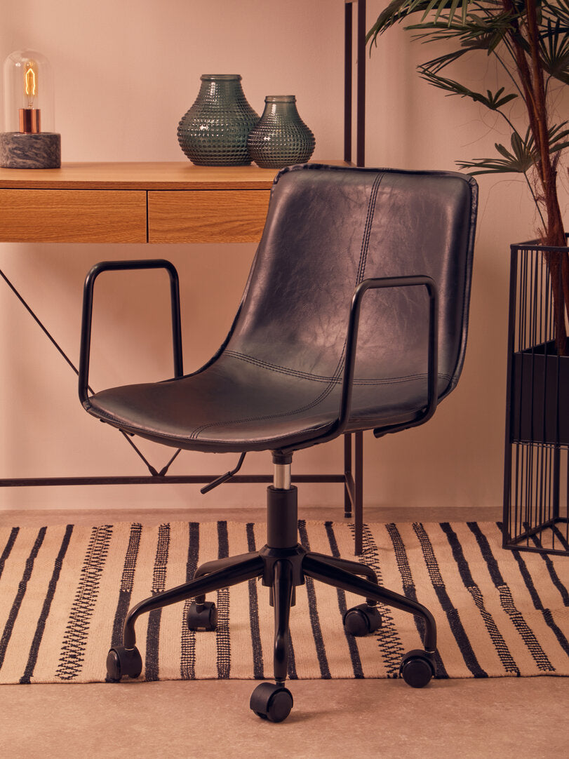 Vantage Black Leather Effect Home Office Chair