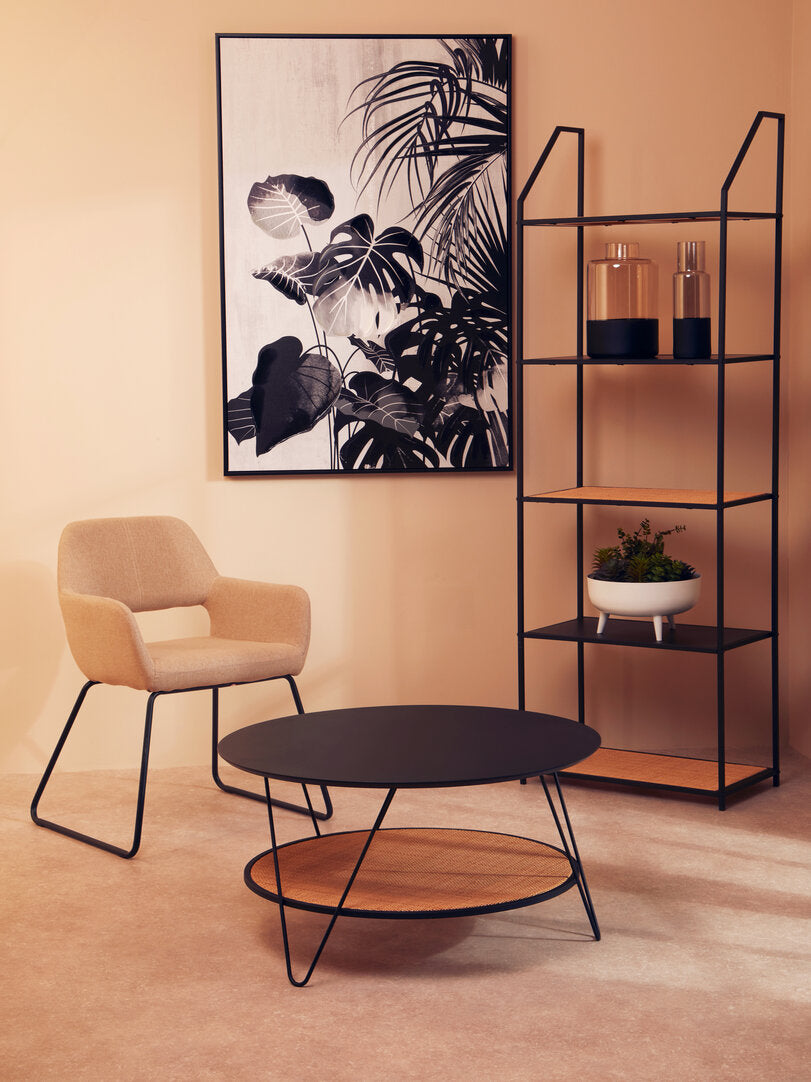 Ubud Rattan And Metal Coffee Table With Hairpin Legs