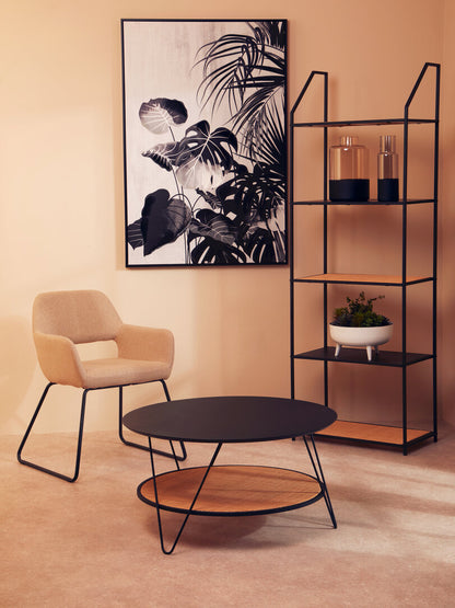 Ubud Rattan And Metal Coffee Table With Hairpin Legs