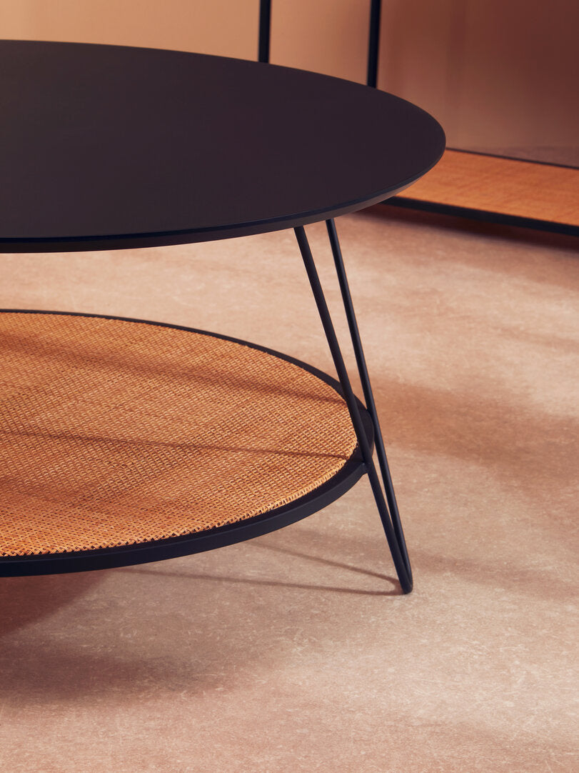 Ubud Rattan And Metal Coffee Table With Hairpin Legs