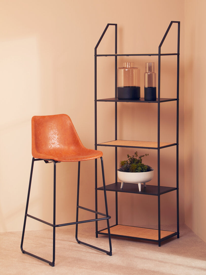 Ubud Rattan And Metal Five Tier Shelf Unit