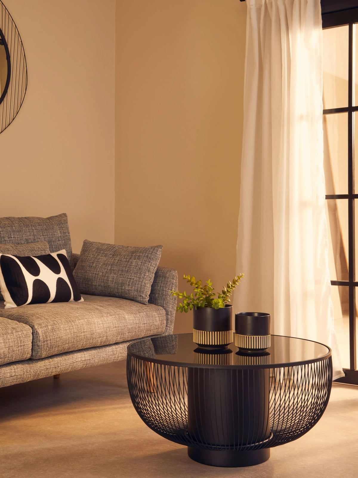 Alpine Coffee Table with Black Glass Top