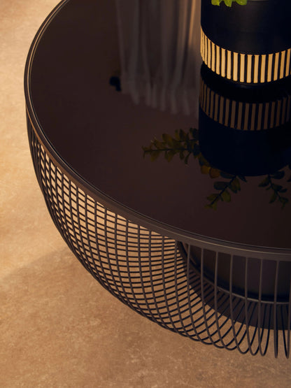 Alpine Coffee Table with Black Glass Top