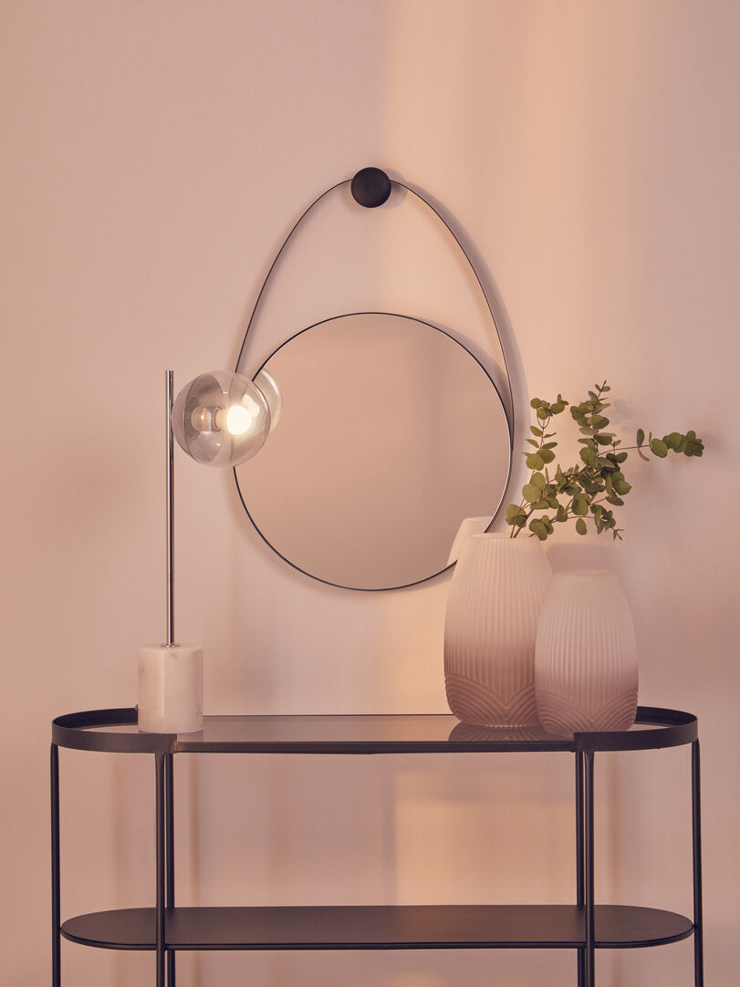 Alpine Black Frame Hanging Loop Wall Mirror