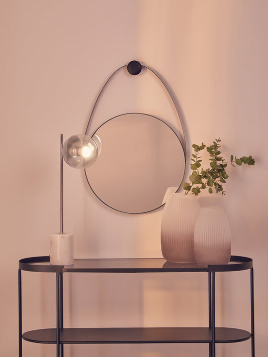 Alpine Black Frame Hanging Loop Wall Mirror