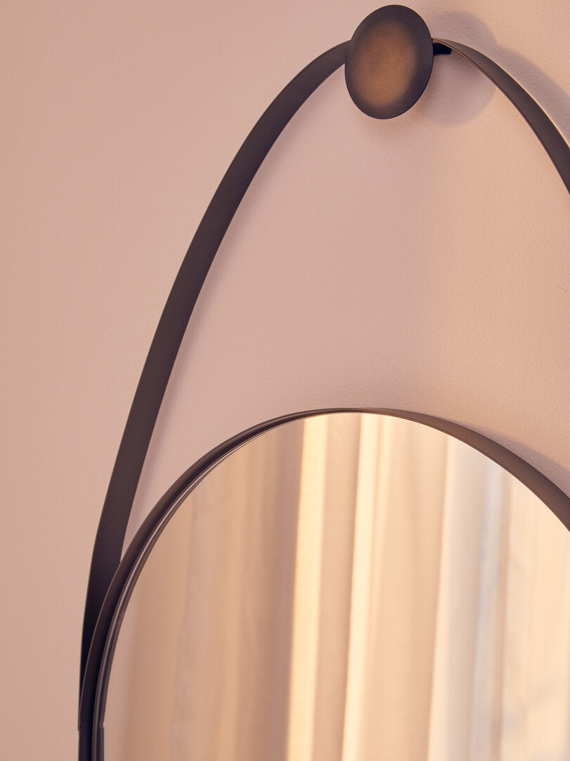 Alpine Black Frame Hanging Loop Wall Mirror