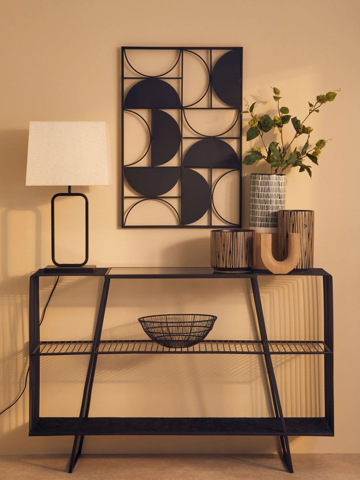 Alpine Black Finish Semicircle Design Wall Art