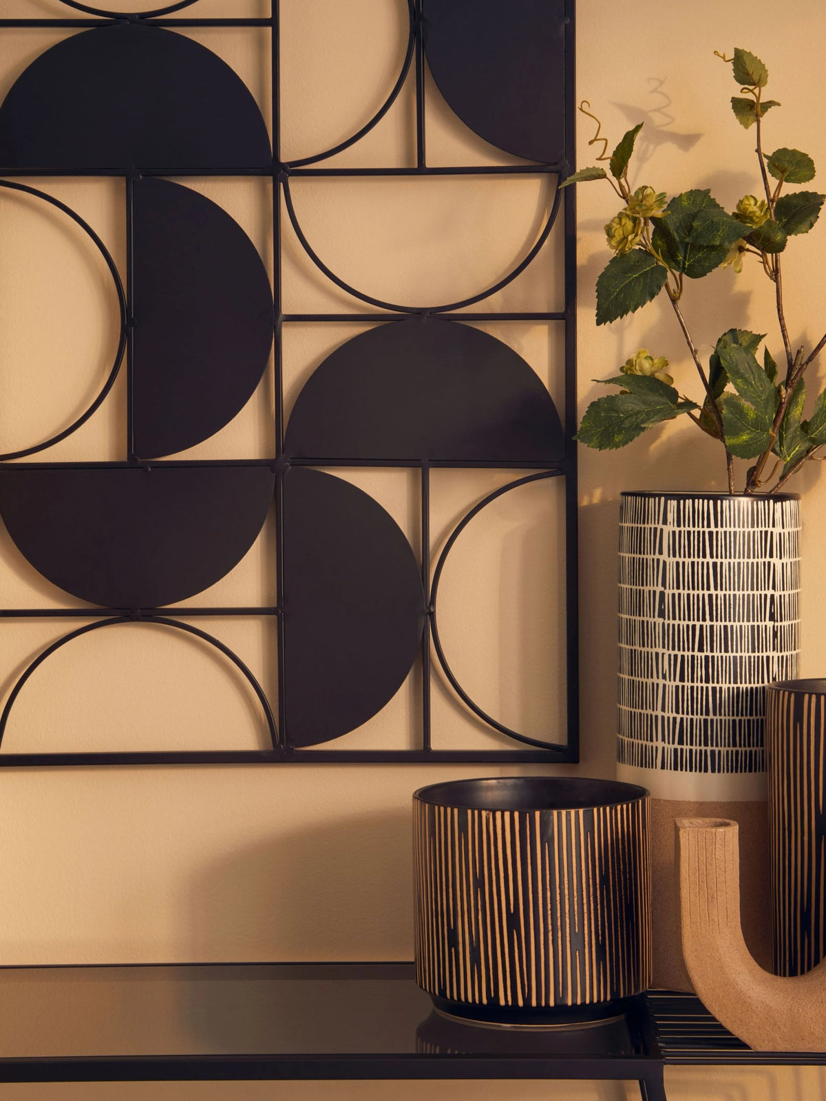 Alpine Black Finish Semicircle Design Wall Art