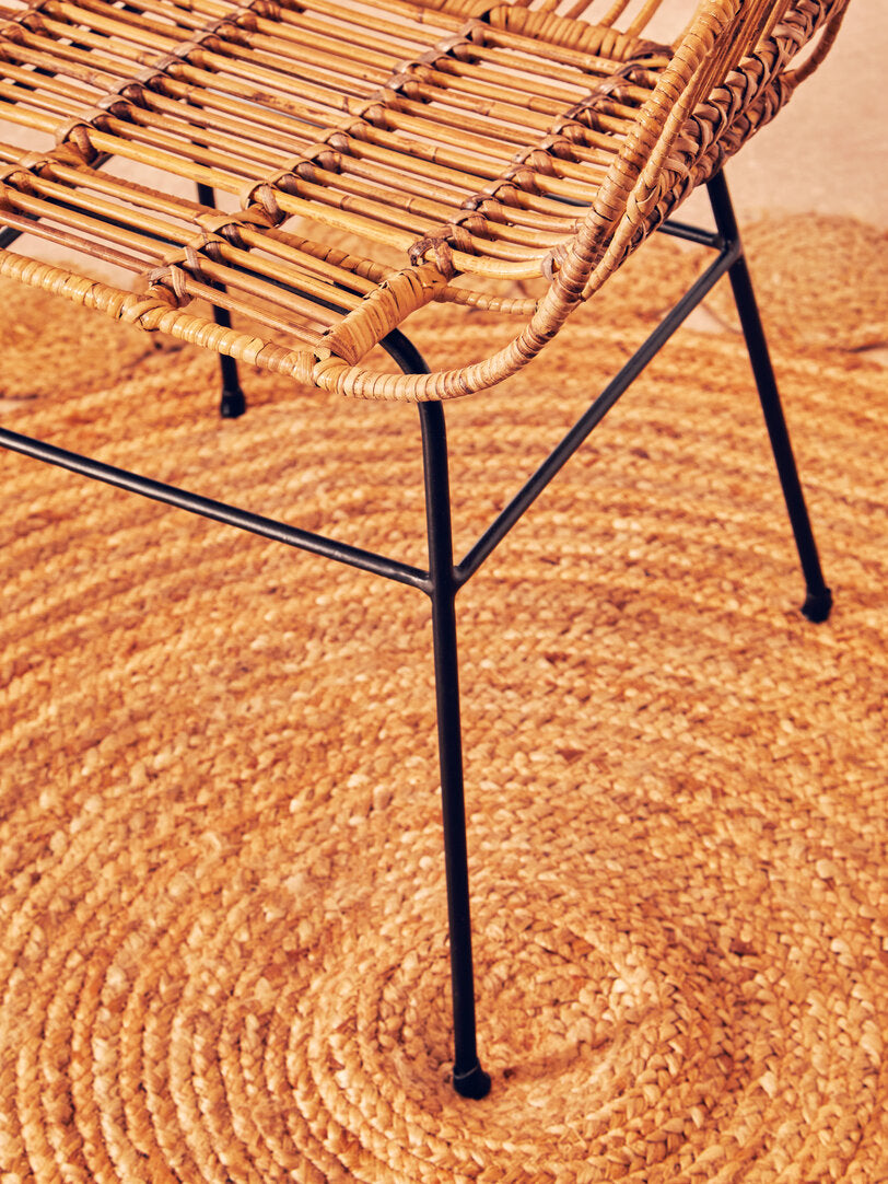 Borneo Natural Rattan With Black Metal Armchair