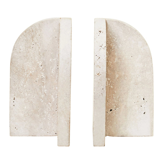 Roman Travertine Set of 2 Arched Bookends