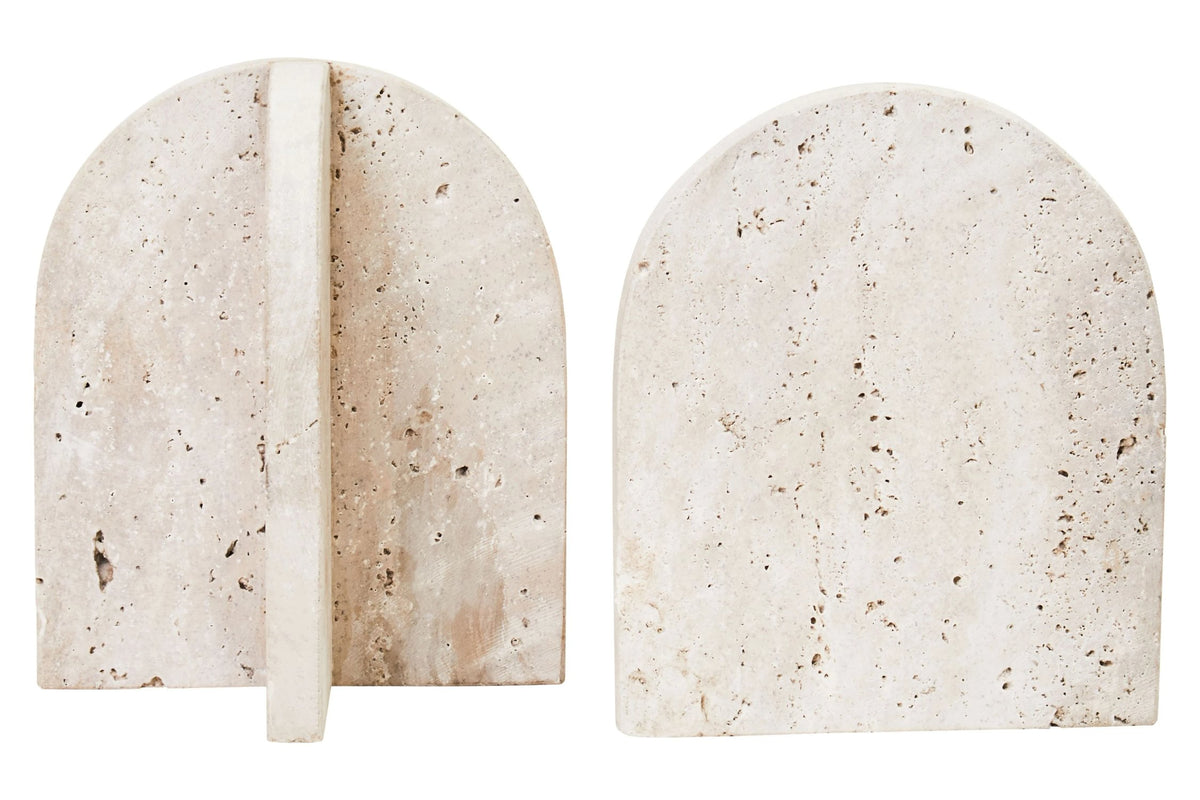 Roman Travertine Set of 2 Arched Bookends