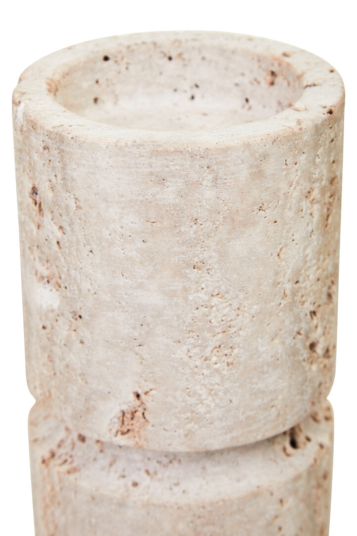 Roman Travertine Large Candle Holder