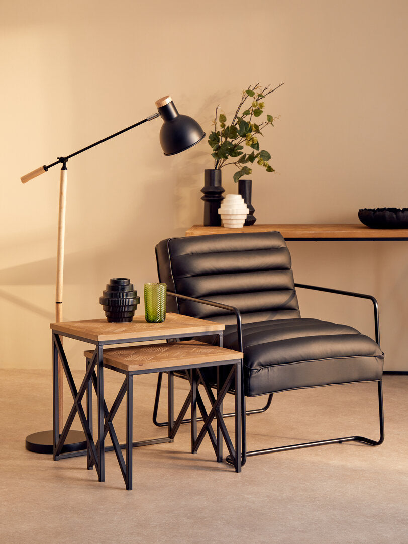 Derby Parquet Fir Wood Set Of Two Nesting Tables