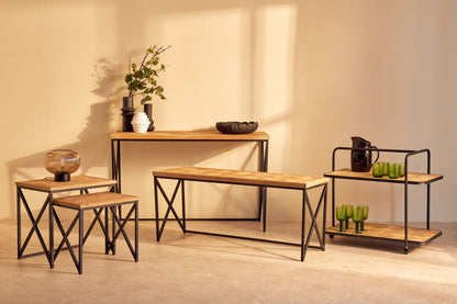 Derby Parquet Fir Wood Set Of Two Nesting Tables