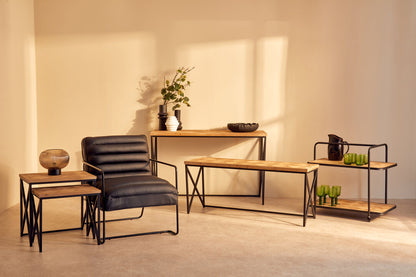 Derby Parquet Fir Wood Set Of Two Nesting Tables