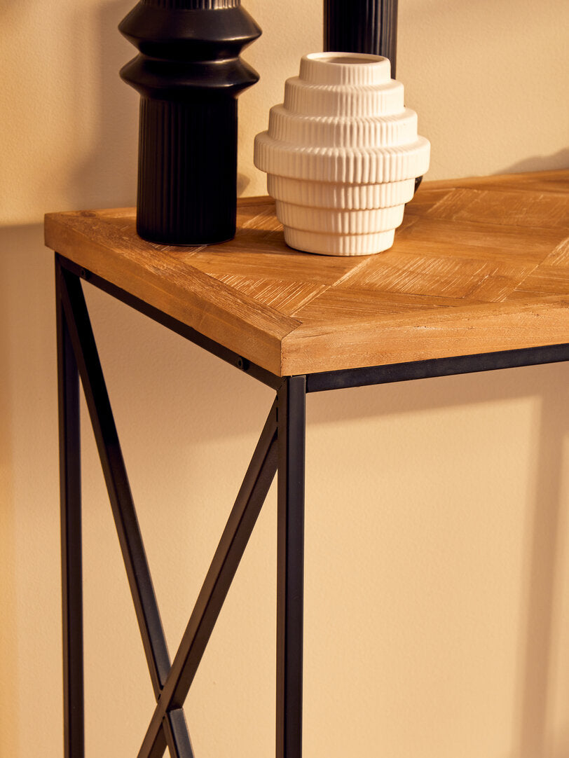 Derby Parquet Fir Wood Console Table