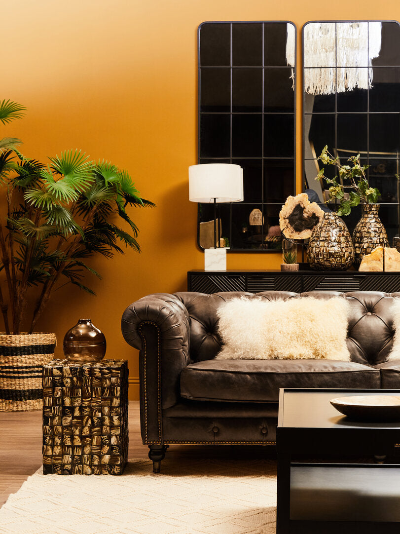 Noble Dark Grey Brown Leather Chesterfield 3 Seat Sofa