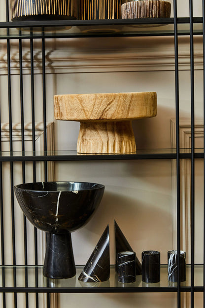 Obsidelle Set Of Three Black Marble Tealight Holders
