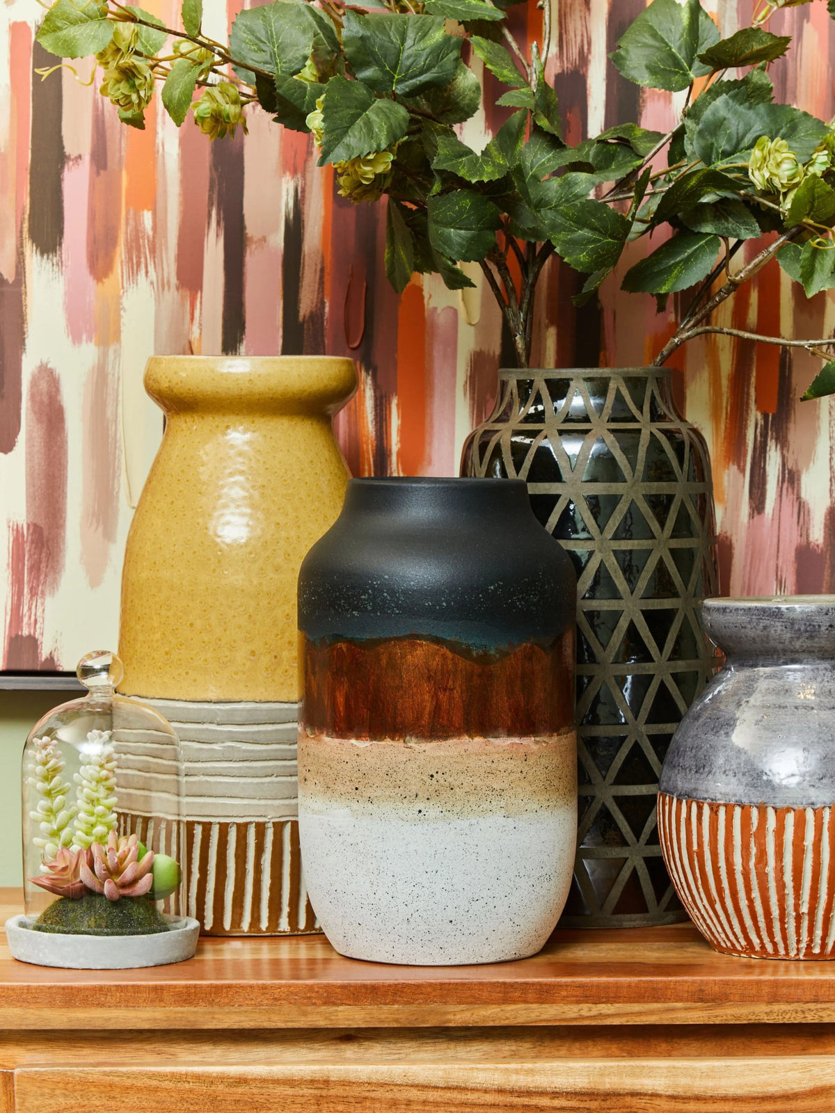 Chromelle Ochre Grey Earthenware Vase