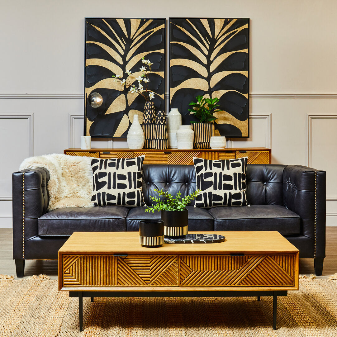 Tulum Natural Finish Coffee Table with Drawers