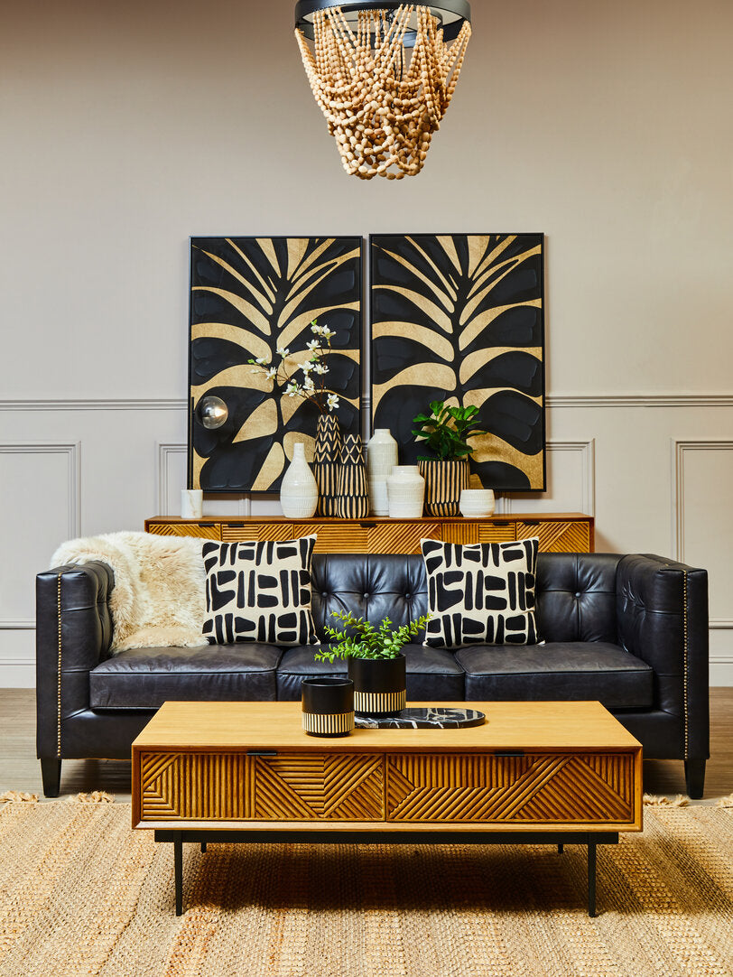 Tulum Natural Finish Coffee Table with Drawers
