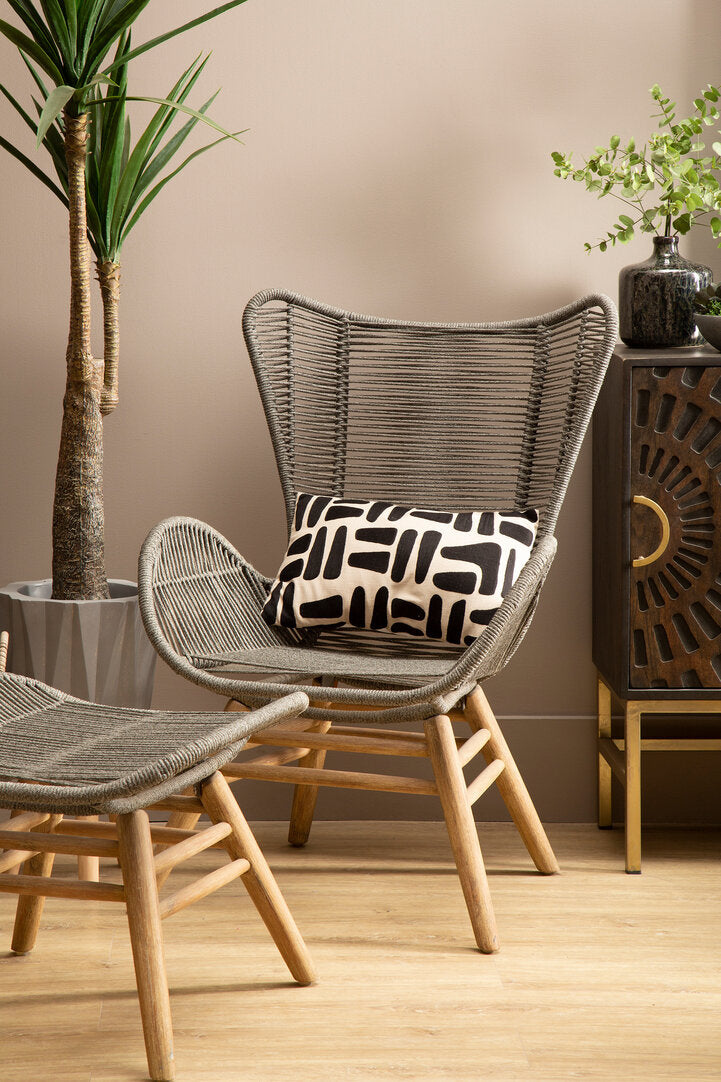 Weave Grey Rope Lounge Chair And Footstool