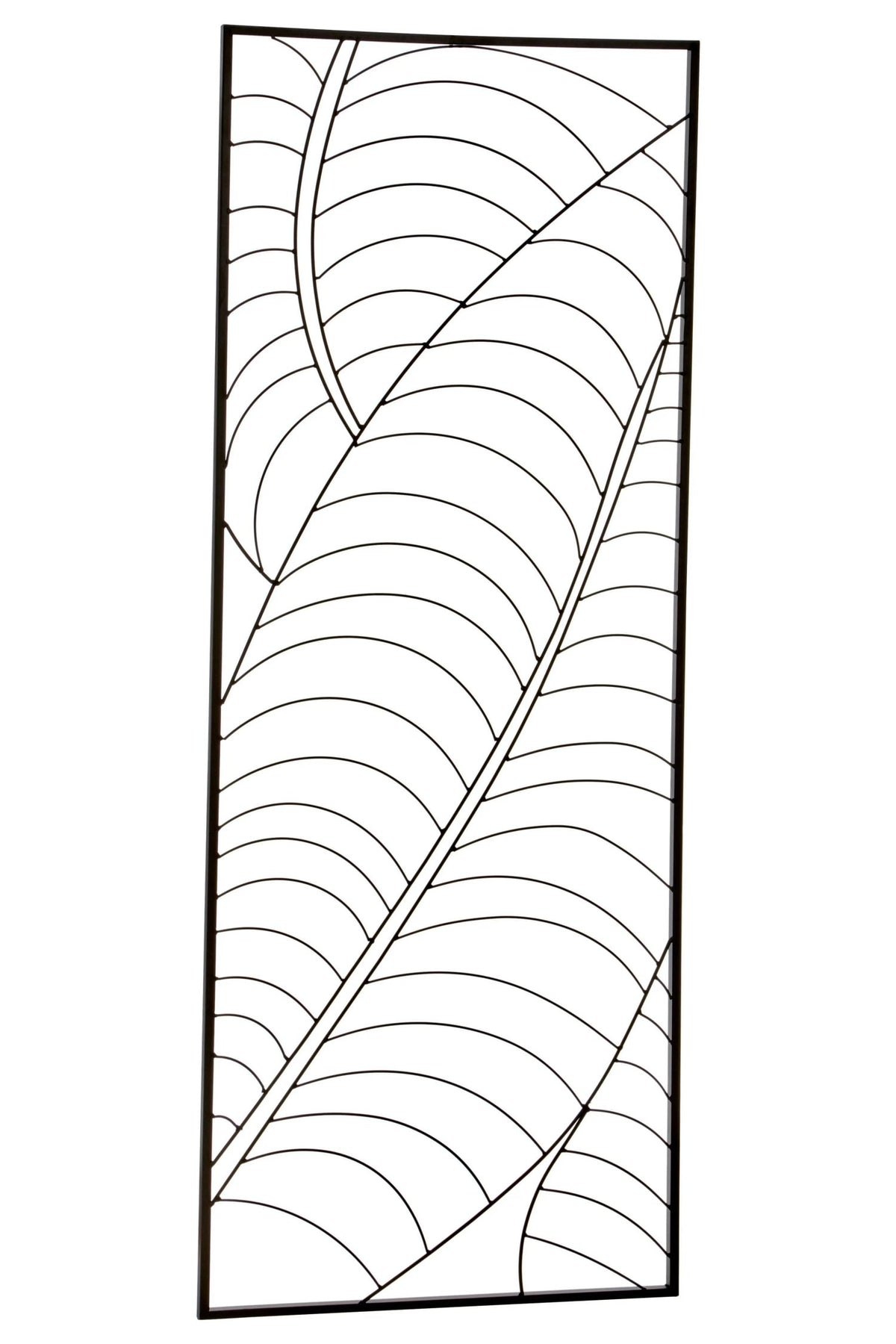 Alpine Small Black Metal Frame Leaf Design Wall Art