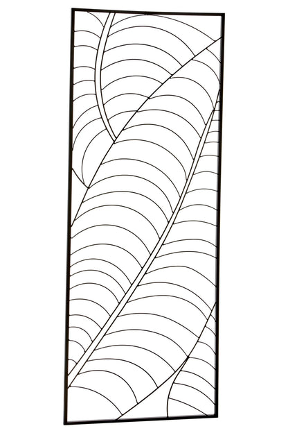 Alpine Small Black Metal Frame Leaf Design Wall Art