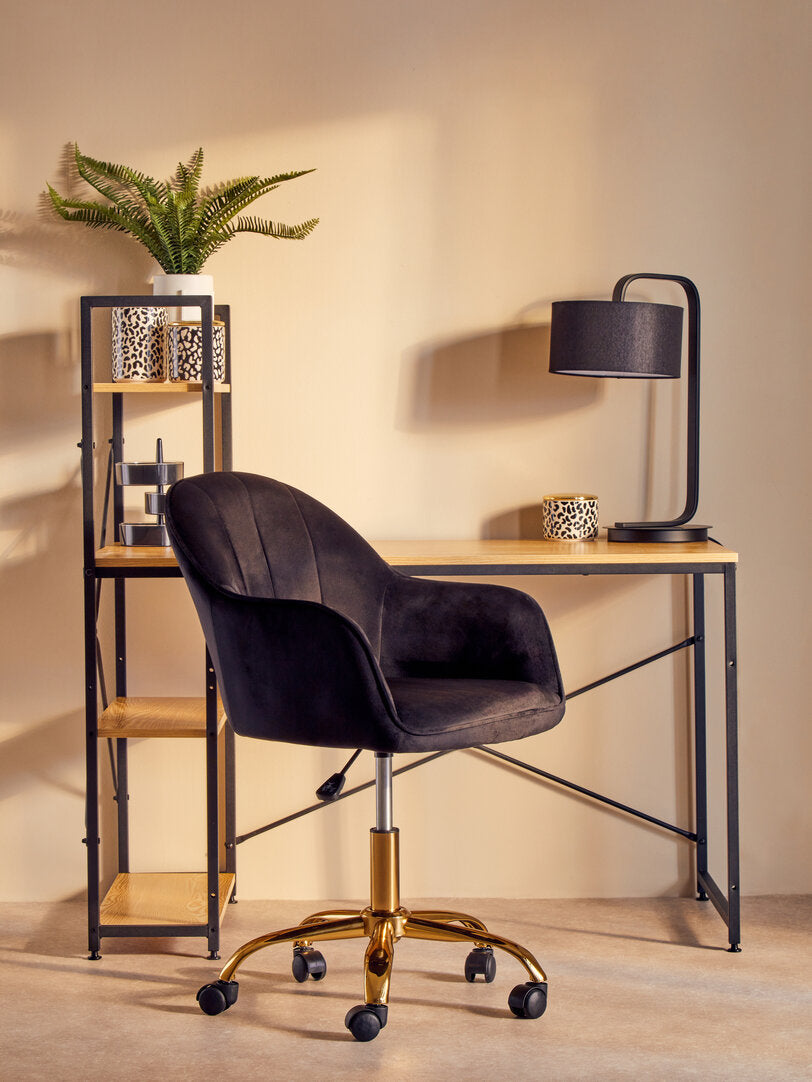 Hudson Black Velvet And Gold Base Home Office Chair