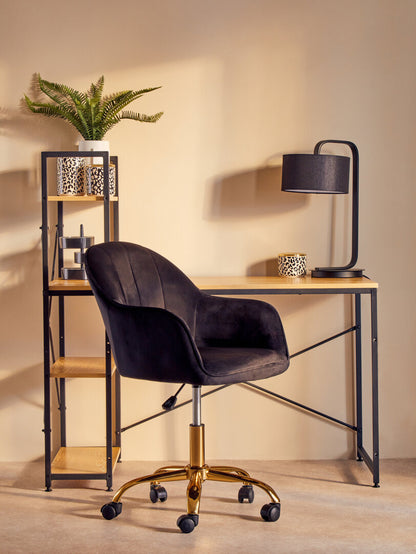 Hudson Black Velvet And Gold Base Home Office Chair